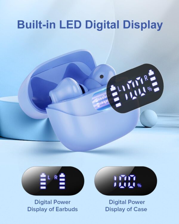 HiFi Stereo Call Noise Cancelling, IPX7 Waterproof Stereo In-Ear Headphones with LED Display - Image 3