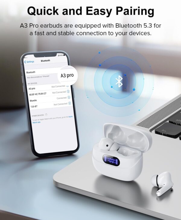 HiFi Stereo Call Noise Cancelling, IPX7 Waterproof Stereo In-Ear Headphones with LED Display - Image 17