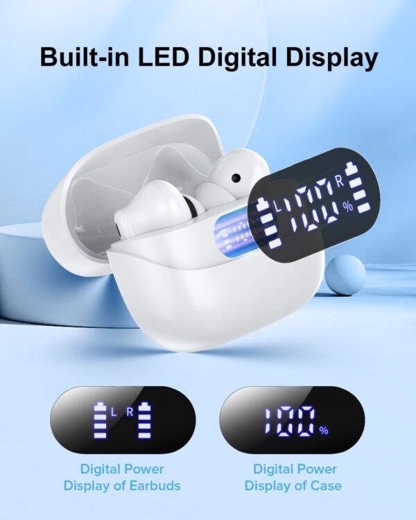 HiFi Stereo Call Noise Cancelling, IPX7 Waterproof Stereo In-Ear Headphones with LED Display - Image 18