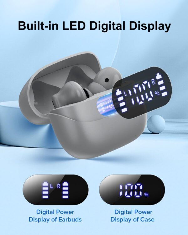 HiFi Stereo Call Noise Cancelling, IPX7 Waterproof Stereo In-Ear Headphones with LED Display - Image 11