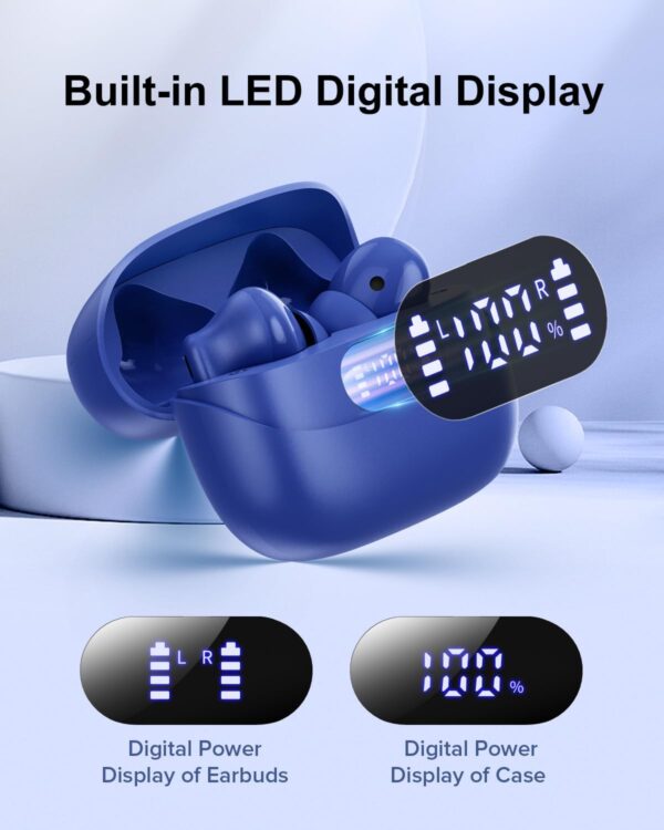 HiFi Stereo Call Noise Cancelling, IPX7 Waterproof Stereo In-Ear Headphones with LED Display - Image 23