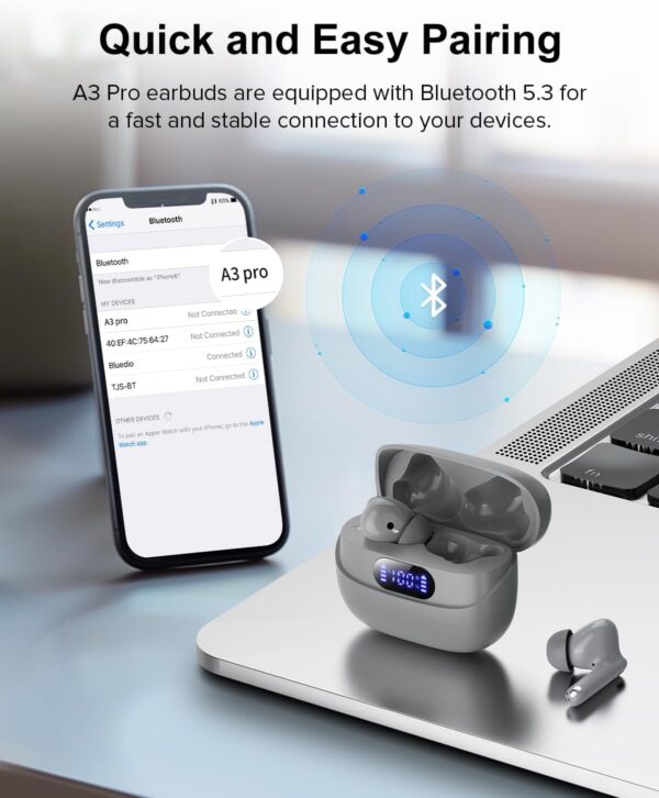 HiFi Stereo Call Noise Cancelling, IPX7 Waterproof Stereo In-Ear Headphones with LED Display - Image 10