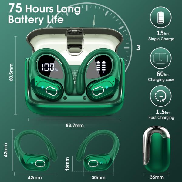 2025 Bluetooth Stereo Deep Bass, ENC Noise Cancelling Microphone, IPX7 Waterproof Earphones - Image 2