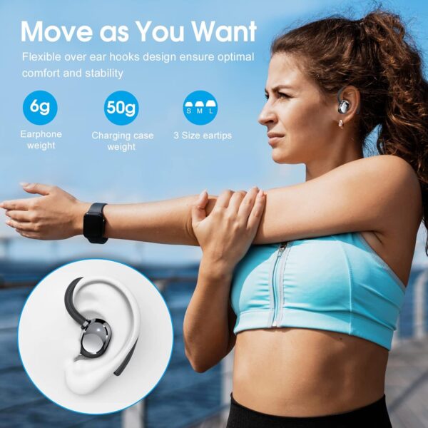 HiFi Stereo Bluetooth 5.3 In-ear Running Headphones with Earhook - Image 24