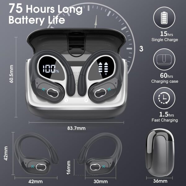 2025 Bluetooth Stereo Deep Bass, ENC Noise Cancelling Microphone, IPX7 Waterproof Earphones - Image 58