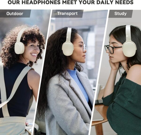 HiFi Stereo Foldable Wireless Bluetooth Noise Cancelling Headphones with Soft Protein Earpads - Image 6