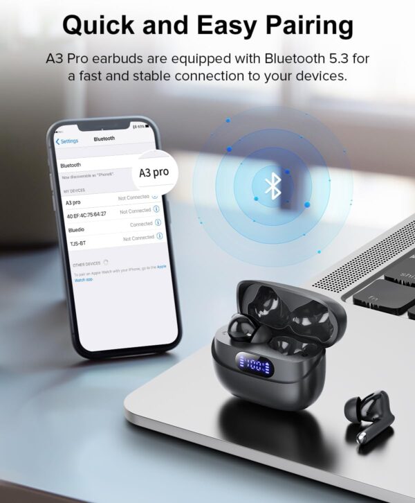HiFi Stereo Call Noise Cancelling, IPX7 Waterproof Stereo In-Ear Headphones with LED Display - Image 31
