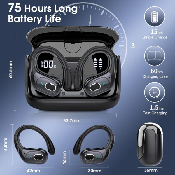2025 Bluetooth Stereo Deep Bass, ENC Noise Cancelling Microphone, IPX7 Waterproof Earphones - Image 46
