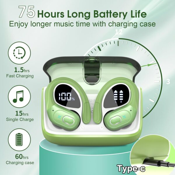 2025 Bluetooth Stereo Deep Bass, ENC Noise Cancelling Microphone, IPX7 Waterproof Earphones - Image 72