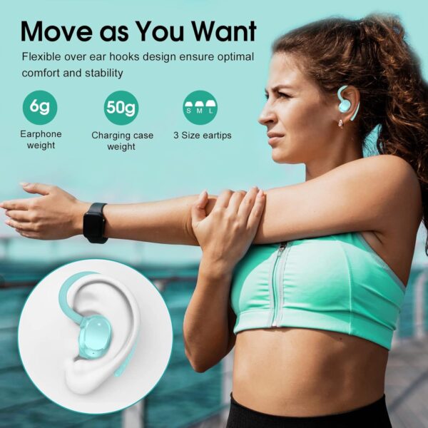 HiFi Stereo Bluetooth 5.3 In-ear Running Headphones with Earhook - Image 4