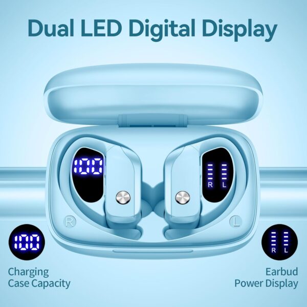 Wireless Bluetooth Headphones with LED Display and Ear Hooks - Image 2