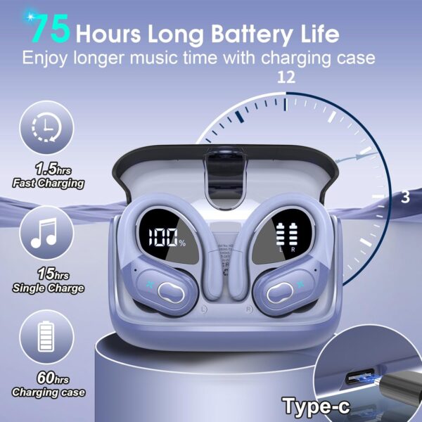 2025 Bluetooth Stereo Deep Bass, ENC Noise Cancelling Microphone, IPX7 Waterproof Earphones - Image 65