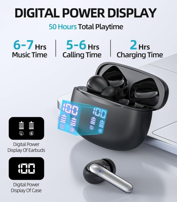 Bluetooth 5.3 Waterproof Wireless Earphones with LED Display Charging Case - Image 12