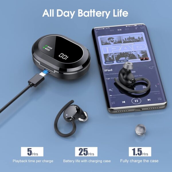 HiFi Stereo Bluetooth 5.3 In-ear Running Headphones with Earhook - Image 27