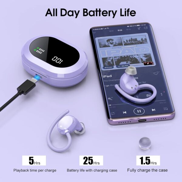 HiFi Stereo Bluetooth 5.3 In-ear Running Headphones with Earhook - Image 11