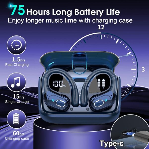2025 Bluetooth Stereo Deep Bass, ENC Noise Cancelling Microphone, IPX7 Waterproof Earphones - Image 37